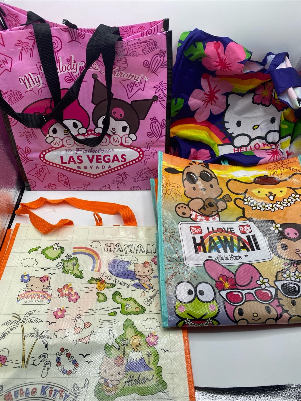 Hello Kitty Las Vegas Hawaii Sanrio Reusable Shopping Tote Bags Aloha Kawaii